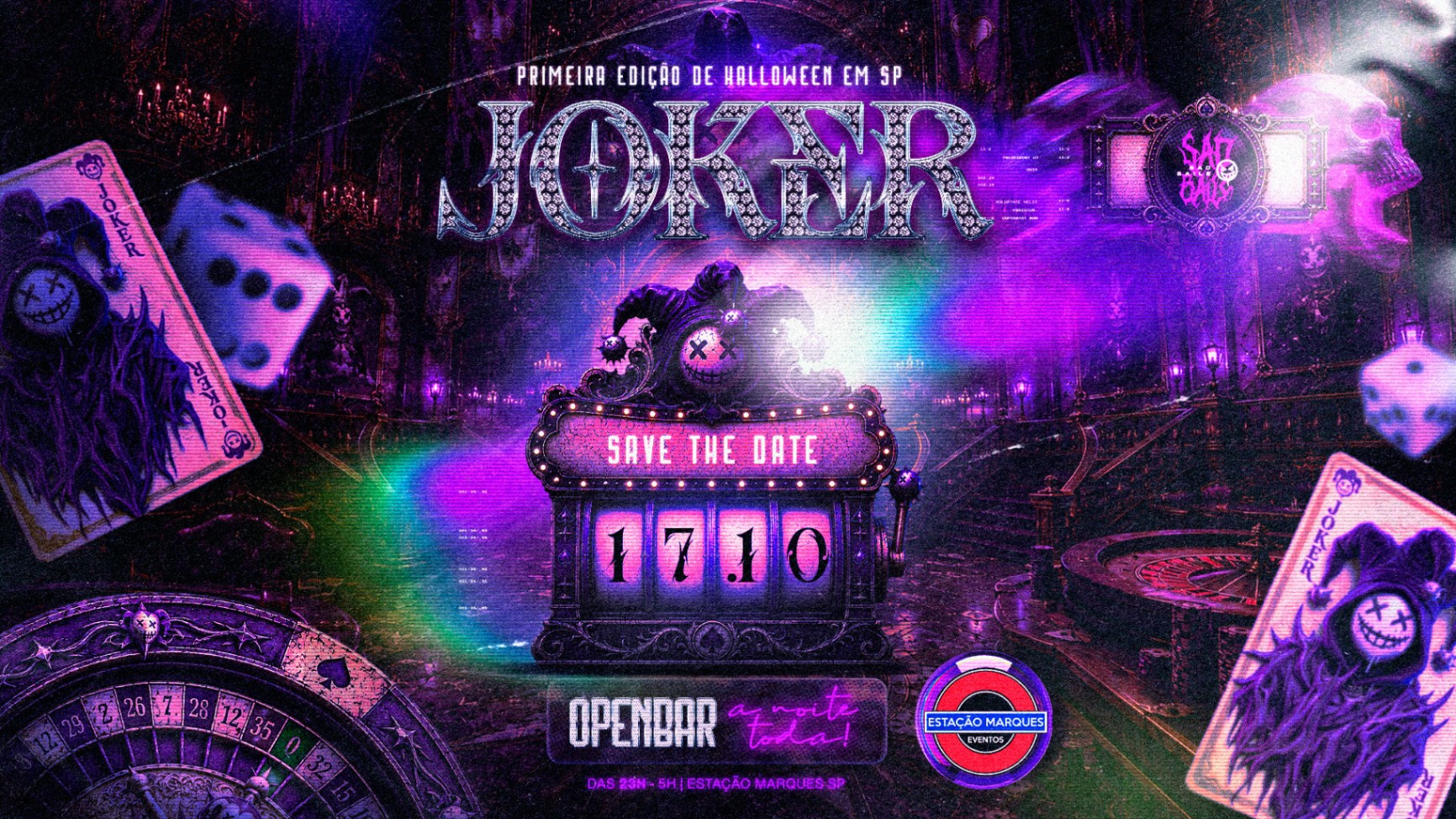 Flyer do evento Sad Baile Halloween SP — DJ Blakes · Open Bar — São Paulo